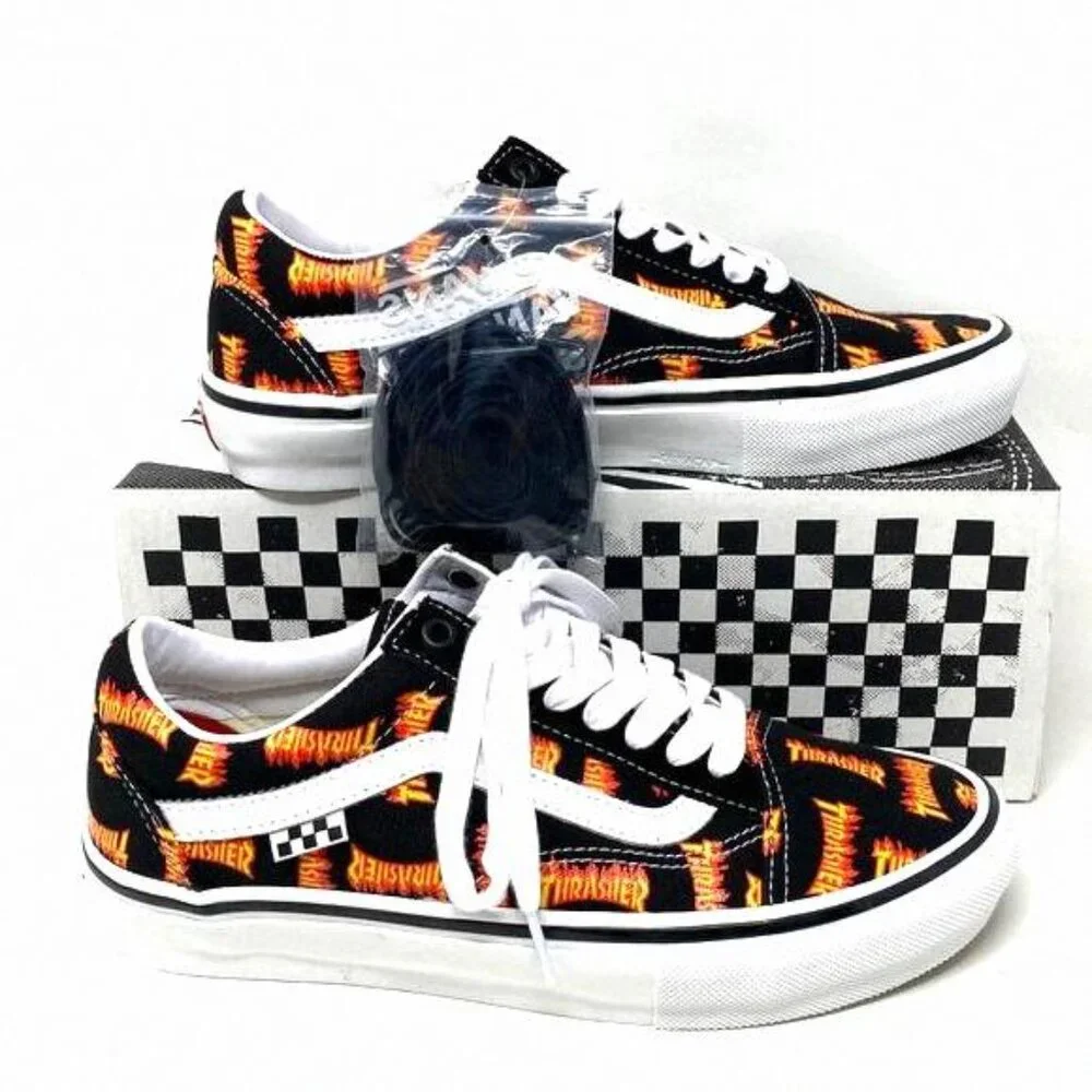 VANS x Thrasher Old Skool Skate Low Top Black VN0005W0BML Sneakers Women Canvas